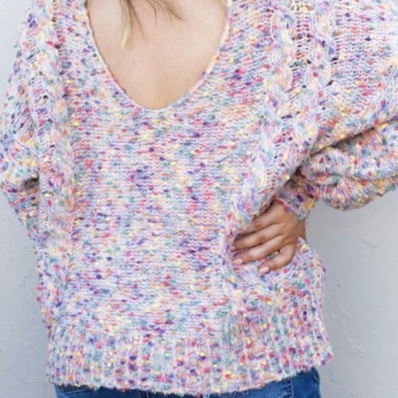 Popcorn Knit Oversized Sweater – Multicolor - Picture 3 of 4